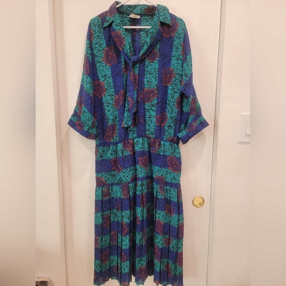 Vintage Paisley Print Peppertree Dress Drop Waist Size 18 T